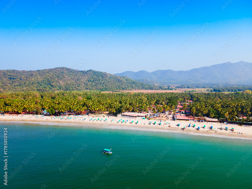 Obraz premium Palolem Beach aerial panoramic view in Goa, India