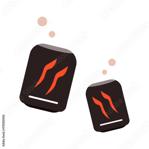 Two hot packs or hand warmers with glowing red heat lines against a white background