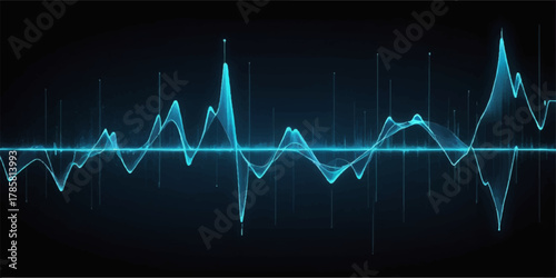 Frequency line representing sound energy, pulse rhythm, and modern digital wave pattern design