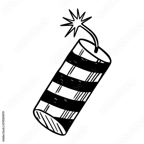 Hand drawn firecracker sketch illustration isolated on white background