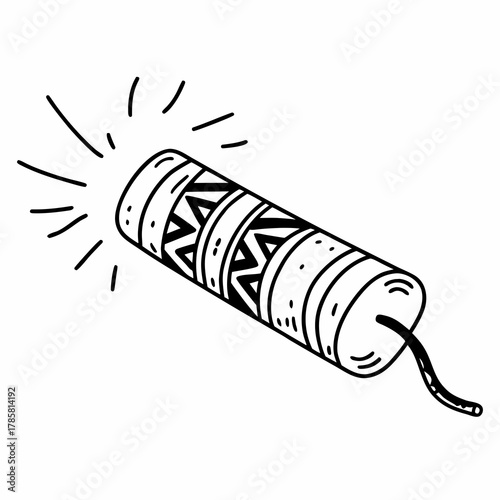 Hand drawn firecracker sketch illustration isolated on white background