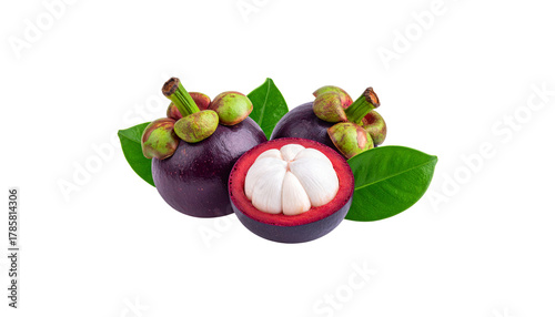 Delicious fresh mangosteen isolated on white background
