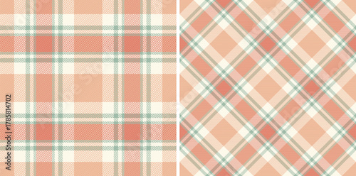 Tartan pattern plaid of check textile background with a fabric seamless vector texture. Set in popular colors. Tweed in modern fashion.