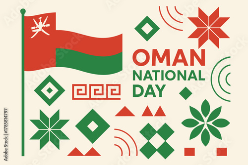 Tableau sur toile Oman National Day Abstract Flag Vector Illustration