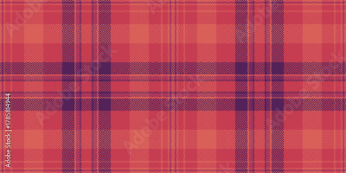 Hanukkah textile background check, rose texture fabric pattern. Christmas card vector plaid seamless tartan in red and purple colors.