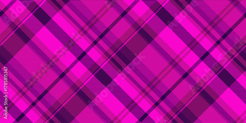 Fashioned pattern check fabric, marketing plaid background texture. Contrast tartan seamless textile vector in bright and pink colors.