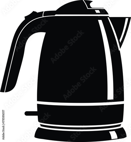 Electric Kettle Black Isolated Vector Illustration Of Domestic Hot Water Device For Boiling At Home In Kitchen As Modern Appliance 150