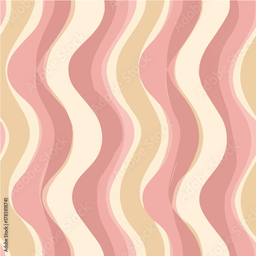 Seamless pattern of abstract wavy vertical stripes, smooth organic curves