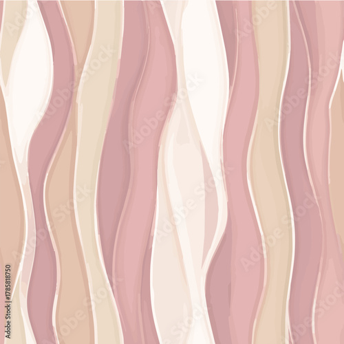 Seamless pattern of abstract wavy vertical stripes, smooth organic curves