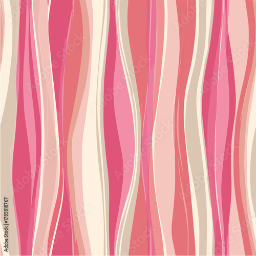 Seamless pattern of abstract wavy vertical stripes, smooth organic curves