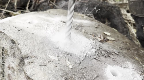 Drilling stone with a drill slow motion video