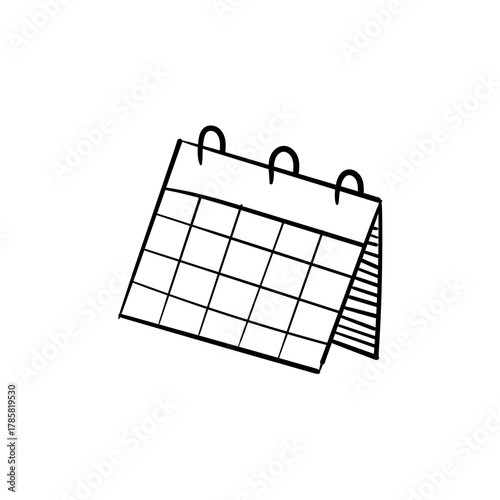 Hand-drawn doodle style calendar icon for scheduling and planning events vector illustration