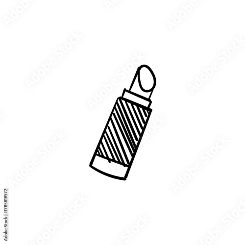 Stylized doodle sketch of a classic lipstick container, perfect for beauty and fashion icons and applications