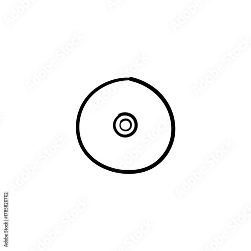 Circular media disc illustration with central hole for data storage and playback of digital content