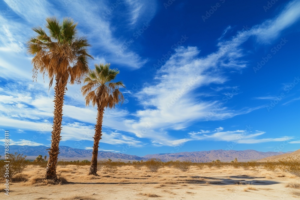 Fototapeta premium Desert Landscape with Palm Trees