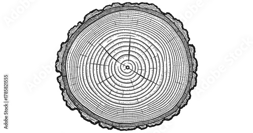 Detailed tree ring cross section showing growth patterns and annual rings