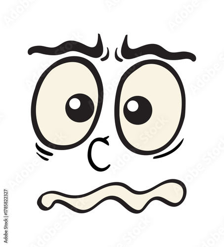Confused Cartoon Face Expression Icon – Anxiety, Worry, Emotion Clipart