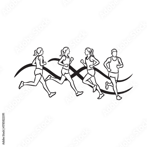 Marathon Running Silhouette Illustration – Traceable Marathon Runner Vector