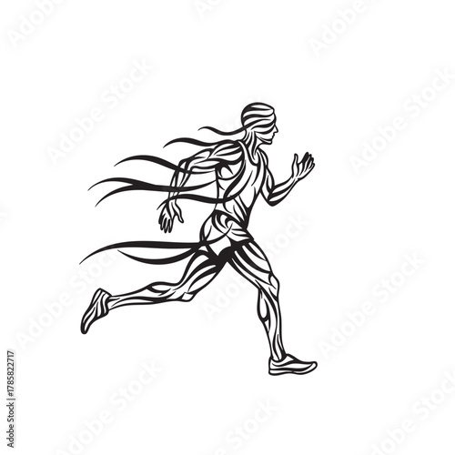 Marathon Running Silhouette Illustration – Traceable Marathon Runner Vector