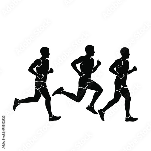 Marathon Running Silhouette Illustration – Traceable Marathon Runner Vector