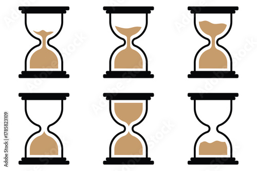 sand clock icon isolated on transparent background. Modern and editable sand clock icon. Hourglass symbol. Flat vector graphic design elements.