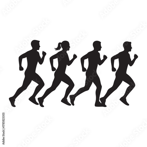 Marathon Running Silhouette Illustration – Traceable Marathon Runner Vector
