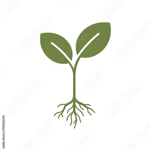Sprout Icon A Symbol of Growth and New Beginnings, Depicting Roots and Leaves in Simple Vector Art