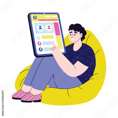 Managing online connections, posts, and digital engagement Illustration
