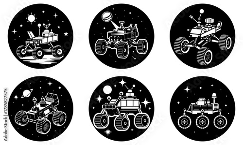 Explore the Cosmos with Bold Space Rover Icons: A Vector Collection Ready for Your Creative Projects, Inspiring Innovation and Discovery Today