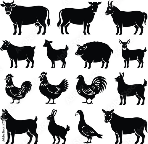 Farm Animal Silhouettes Bundle sheep goat