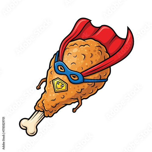 Cartoon fried chicken superhero a funny and whimsical illustration of a popular food item with superpowers