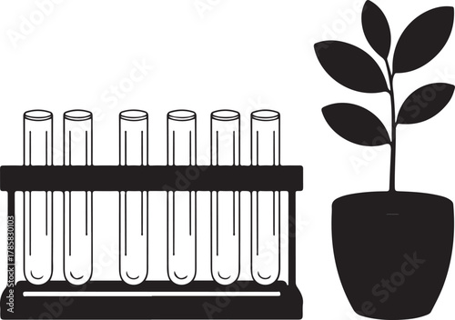 Propagation Rack Silhouette with Glass Tubes Holder Tray and Stands