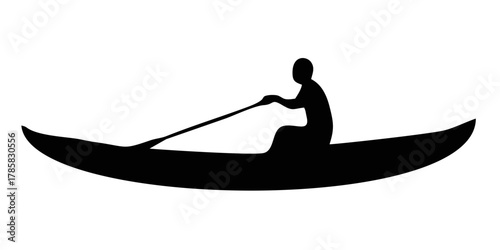 SILHOUETTE OF PEOPLE USING A ROWING BOAT