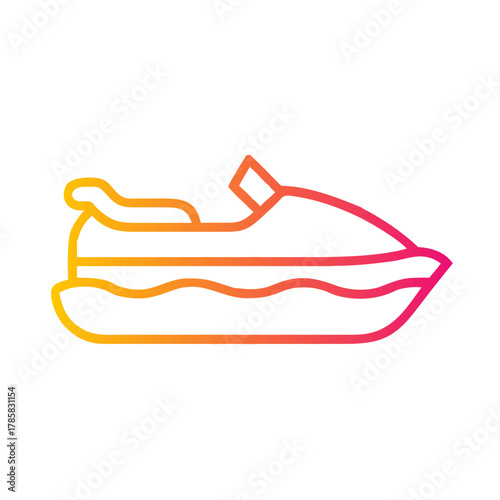 a flat gradient outline icon of a jet ski for web and graphic design