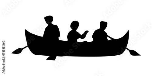 SILHOUETTE OF PEOPLE USING A ROWING BOAT