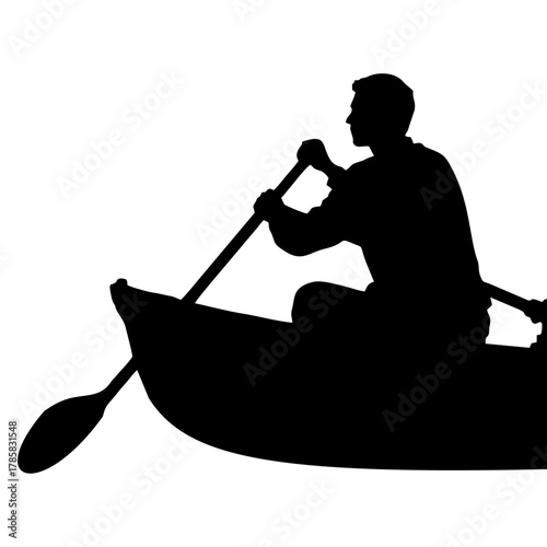 SILHOUETTE OF PEOPLE USING A ROWING BOAT
