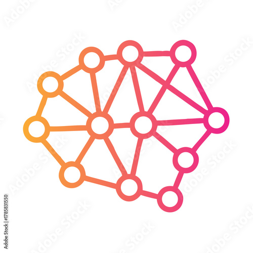 a flat gradient outline icon of a neural network for web and graphic design
