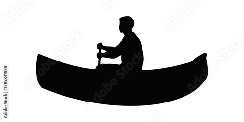 SILHOUETTE OF PEOPLE USING A ROWING BOAT