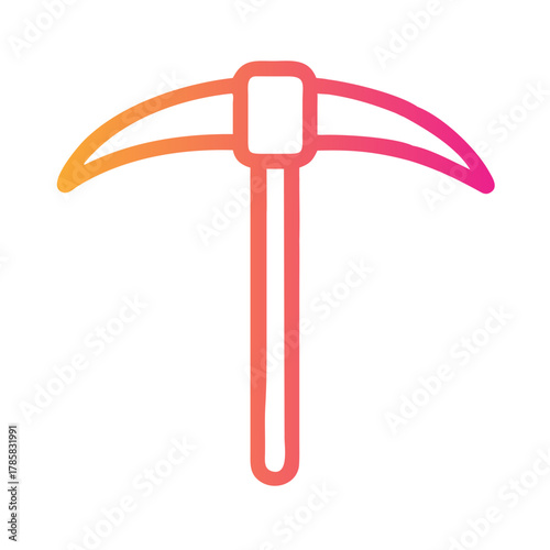 a flat gradient outline icon of a pickaxe for web and graphic design
