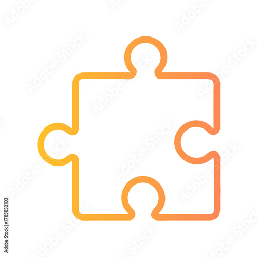 a flat gradient outline icon of a puzzle piece for web and graphic design