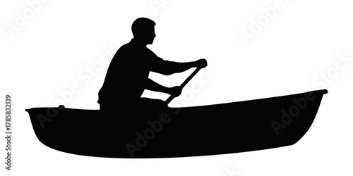 SILHOUETTE OF PEOPLE USING A ROWING BOAT
