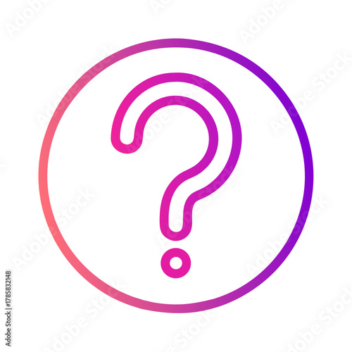 a flat gradient outline icon of a question mark for web and graphic design