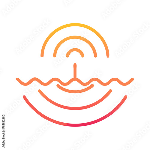 a flat gradient outline icon of a sonar wave for web and graphic design