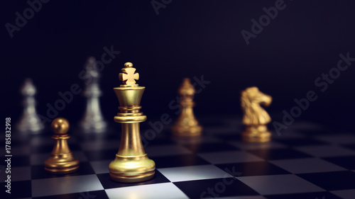 Image of chess game. Business, competition, strategy, leadership, and success concept