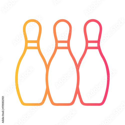 a flat gradient outline icon of bowling pins for web and graphic design