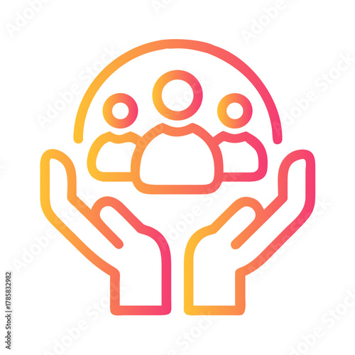 a flat gradient outline icon of community service for web and graphic design