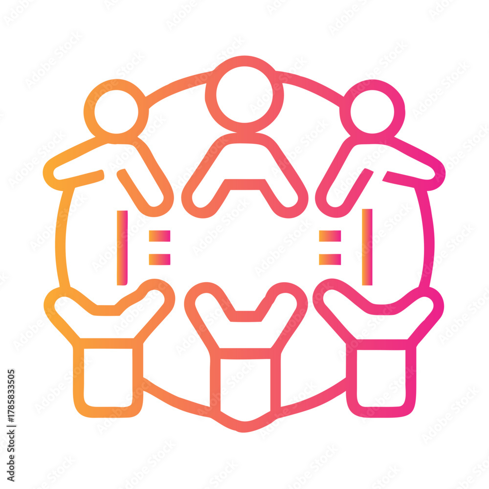 Obraz premium a flat gradient outline icon of teamwork for web and graphic design