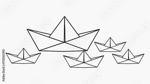 Paper Boats Minimalist Line Art Design for Creative Projects and Crafts
