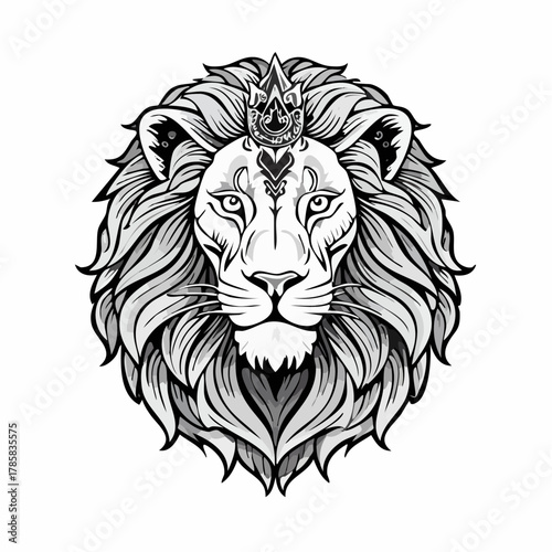 Angry black silhouette vector illustration of a wild feline lion head suitable for tattoo or tribal art