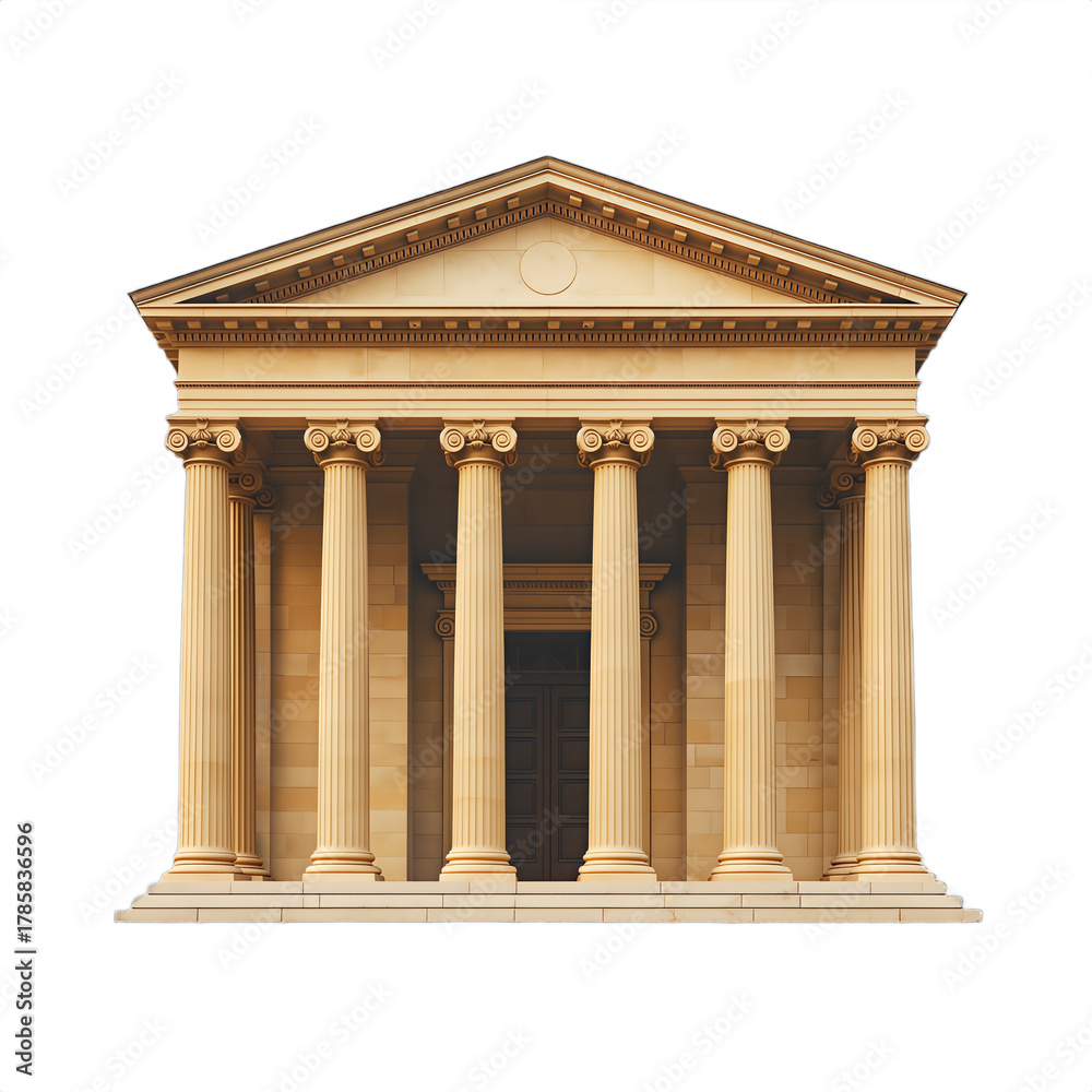 Fototapeta premium Classical Greek Temple with Ionic Columns and Triangular Pediment